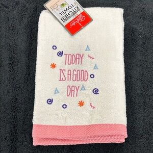 White and Pink Kitchen Towel